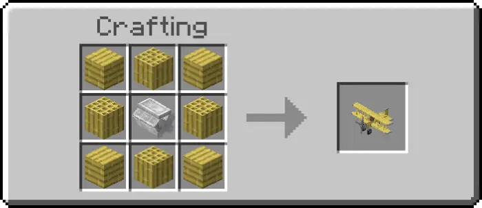 Wooden plane crafting recipe interface