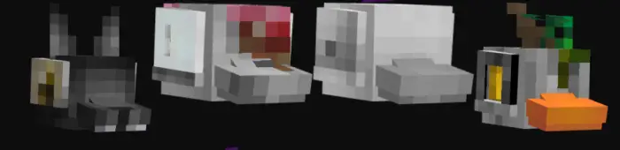 Pixelated rubber ducks with various skins