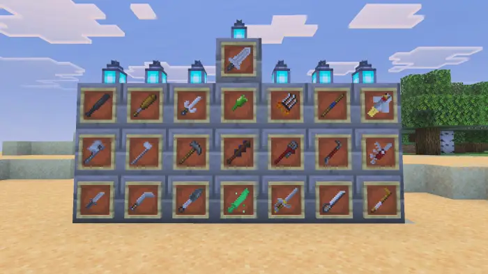 ALT Display of various decorative weapons