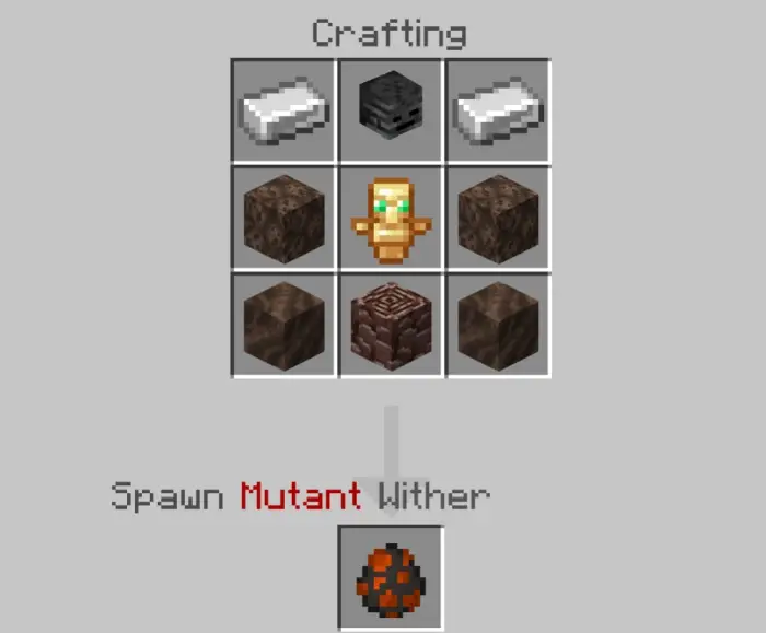 Crafting recipe for Mutant Wither spawn egg