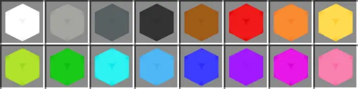 Colored hexagonal tech panels in two rows