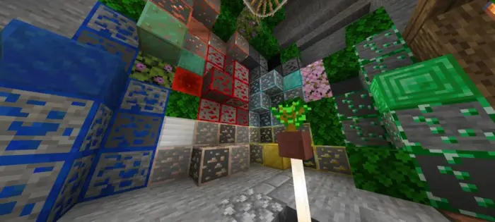 Dark-themed blocks and ores with new textures