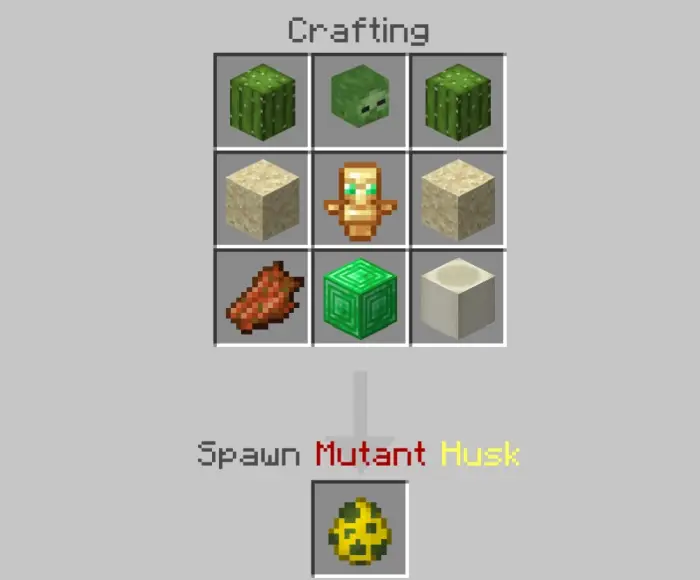 Crafting recipe for Mutant Husk spawn egg