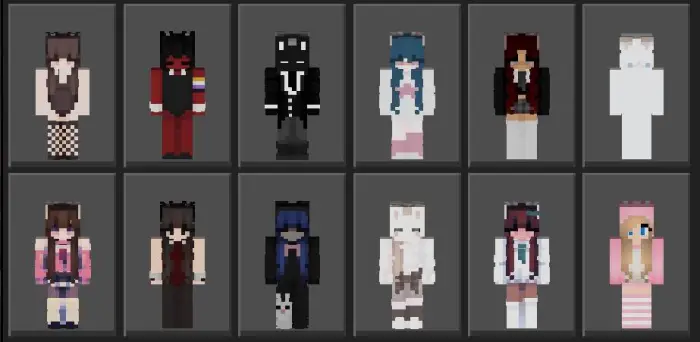Twelve unique character skins in a grid