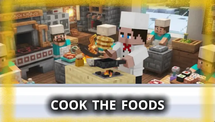 Blocky chefs cooking in a lively kitchen