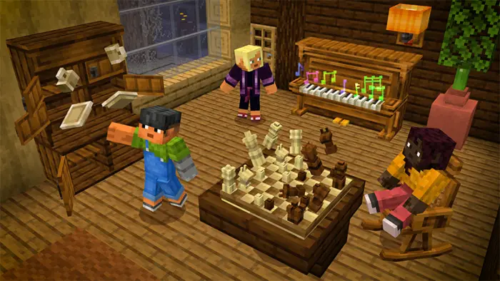 Three players with spooky animated furniture.