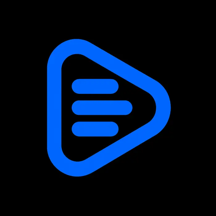 Blue randomize button icon on black background