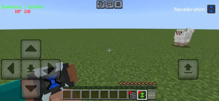 Player using Omnitrix device, sheep nearby