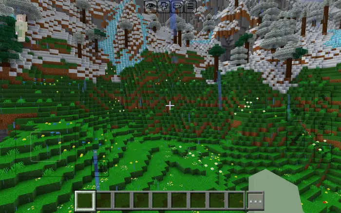 Gentle rain over bright, lush blocky hills