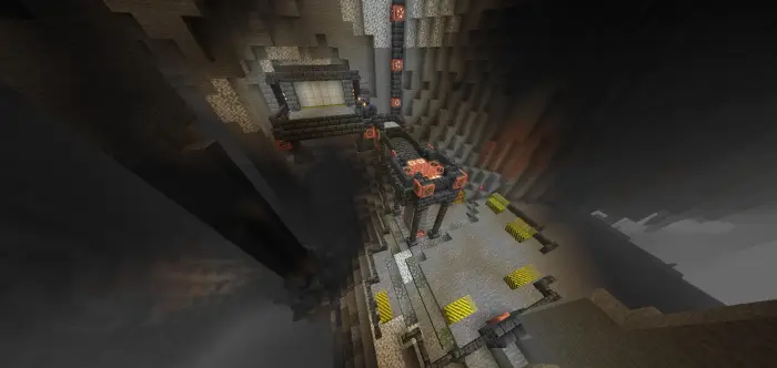 Underground bunker with industrial walkways