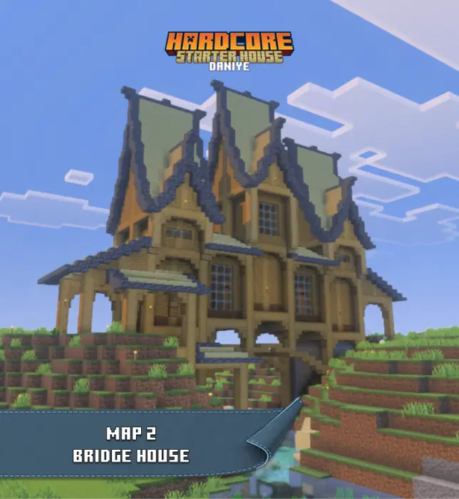 Large wooden bridge house over a small stream