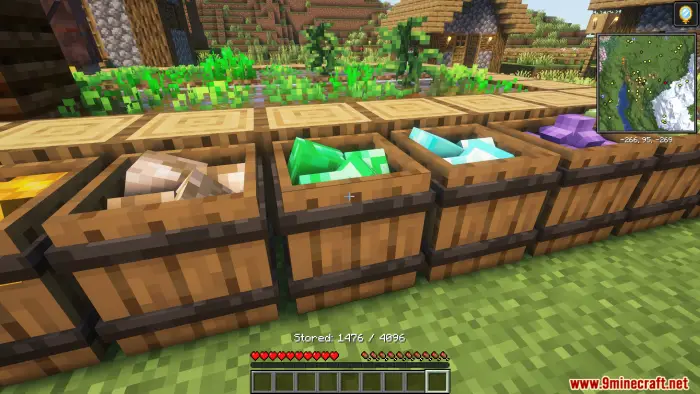 Wooden barrels filled with colorful resources