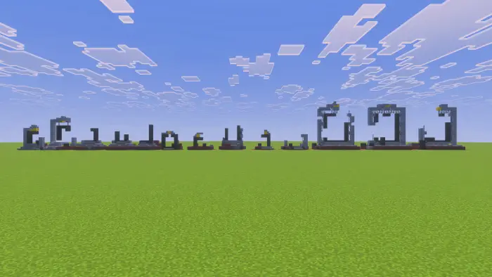 A screenshot showing all 13 ruined portals next to each other.
