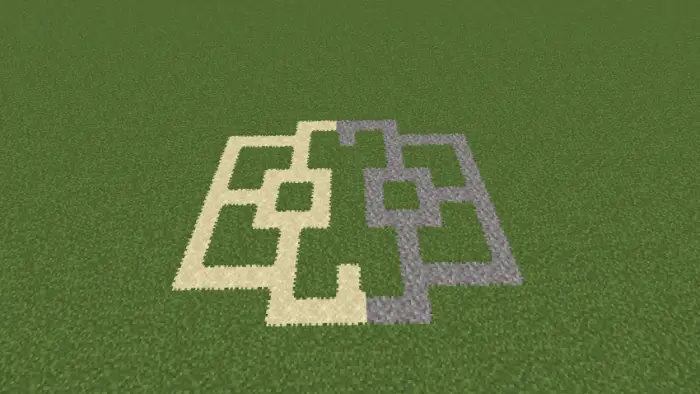 Two interlocking block shapes on grass