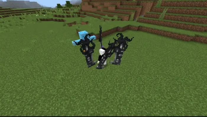Three anime-styled boss mobs in battle.