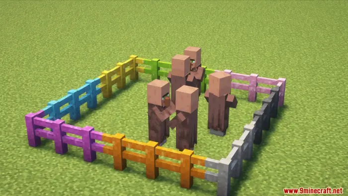 Colorful fences surrounding villagers