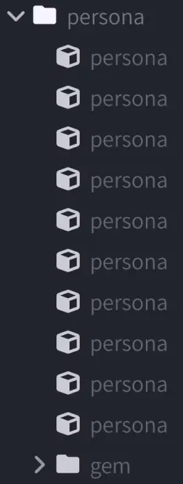 Folder list showing persona and gem files