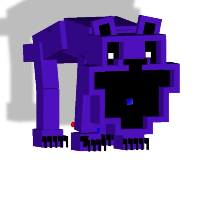 Blocky purple cat-like boss with open mouth