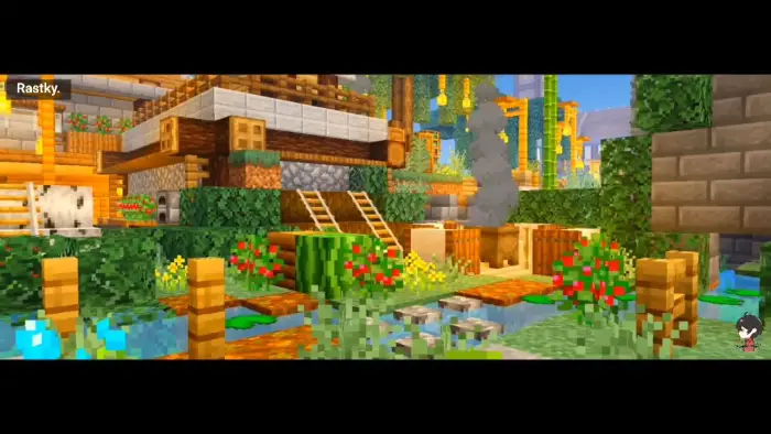 Lush garden with enhanced textures and lighting