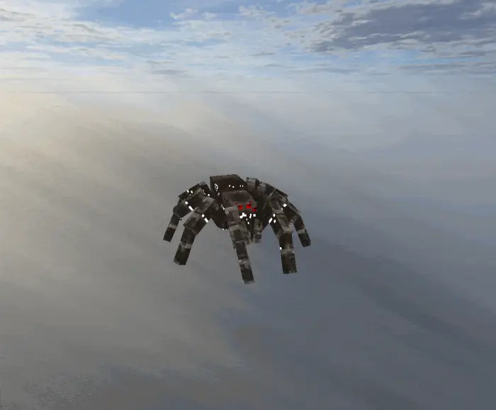 Realistic spider with red eyes on misty ground