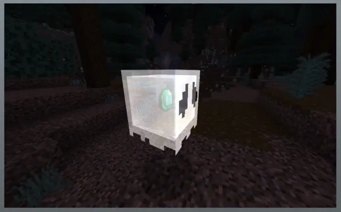 Tiny glowing ghost floats above the ground