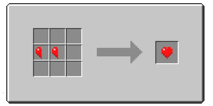 Crafting recipe for a custom heart item