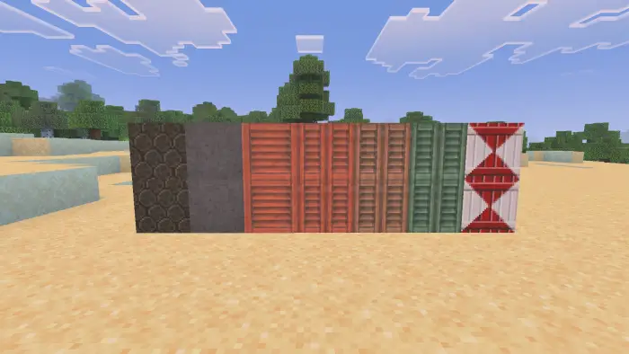 Row of colorful decorative blocks outdoors