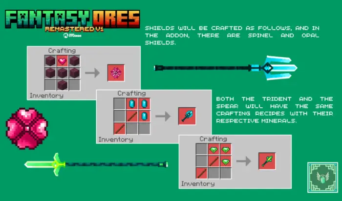 Fantasy ore crafting recipes and new weapons