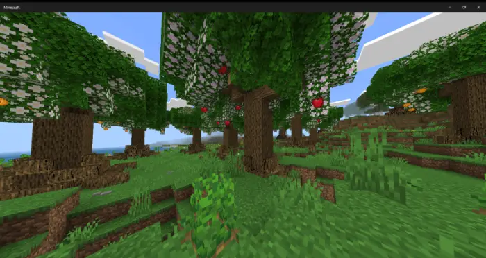Lush forest with fruit-bearing trees