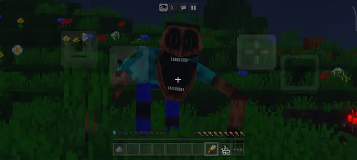 Creepy creature mimics player at night.