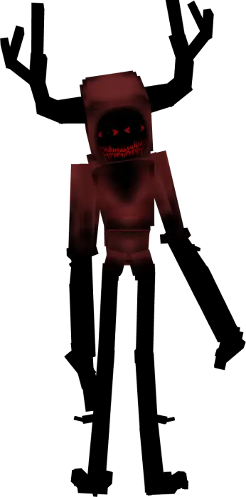 Demonic red-glowing mob with eerie face