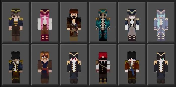 Twelve unique character skins in a grid