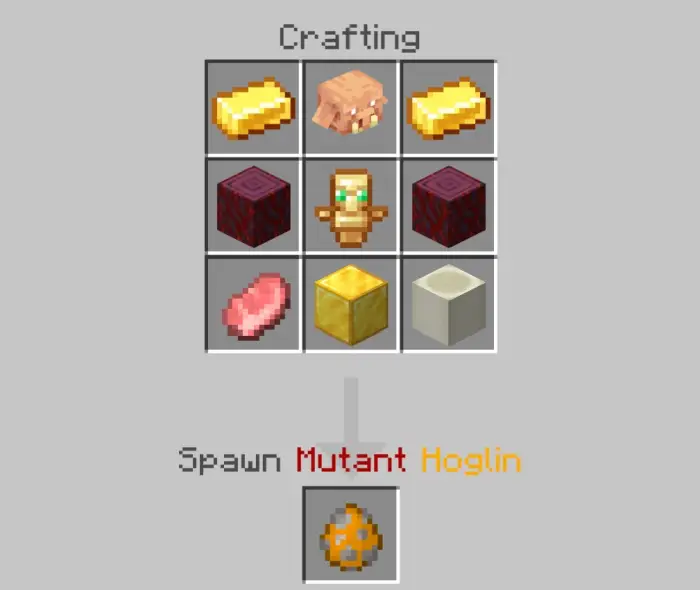 Crafting recipe for Mutant Hoglin spawn egg