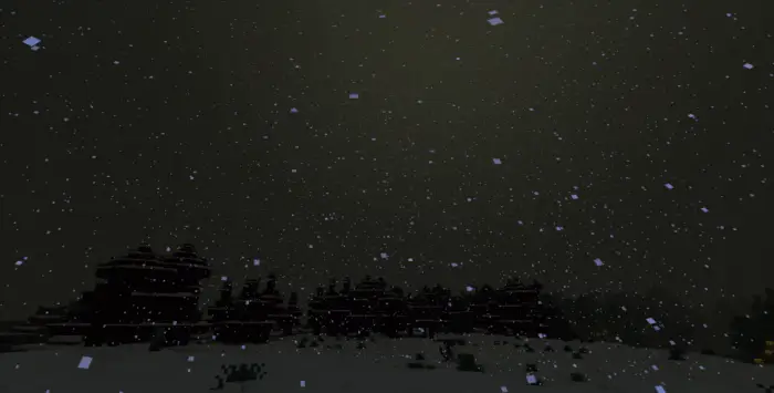 Snowfall at night with enhanced lighting