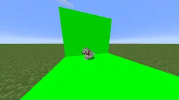 Dog sitting on a bright green screen setup.