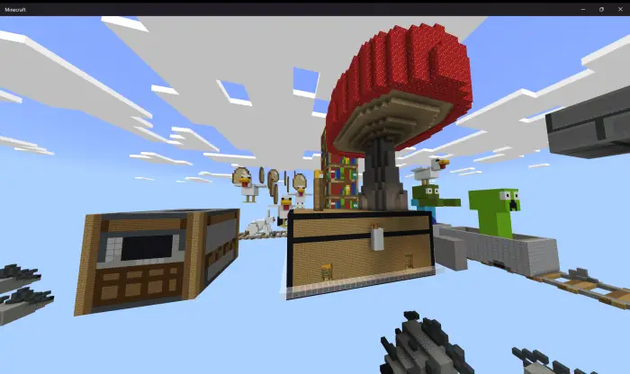 Giant mobs and blocks in a floating world