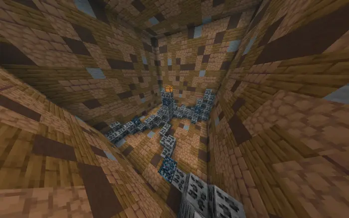Large underground block with ores and lamp