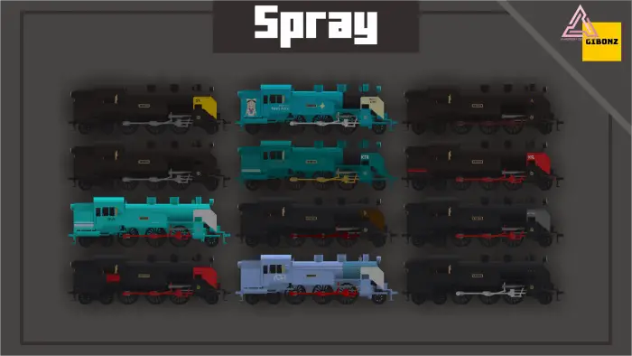 Twelve C11 steam locomotive color variants