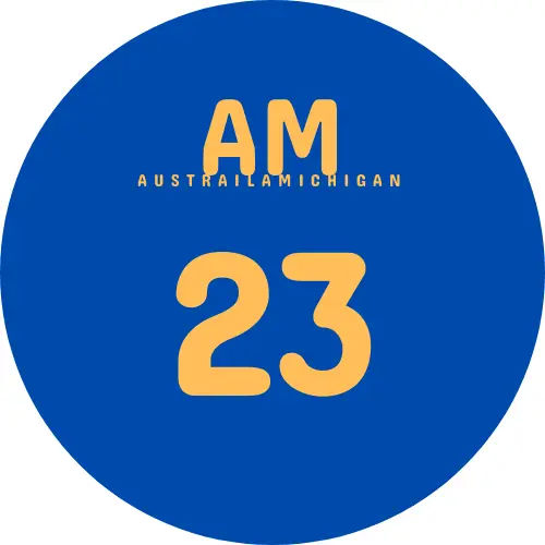 Blue circular highway sign with AM 23