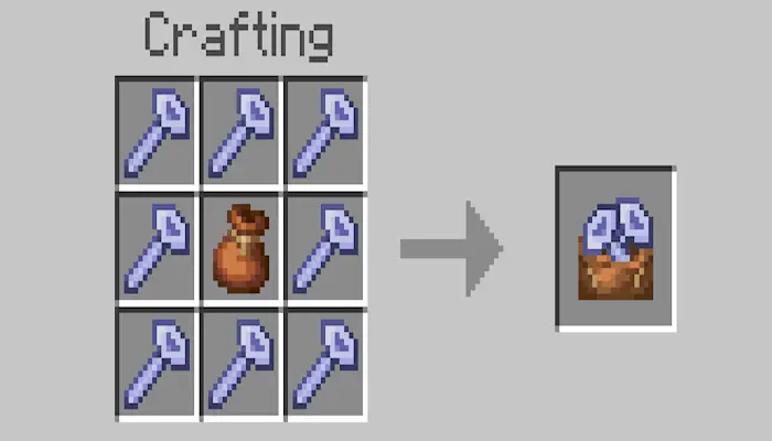 Crafting recipe for a bag of wooden tools