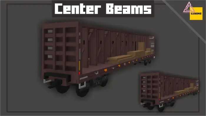 Brown train car carrying wooden beams