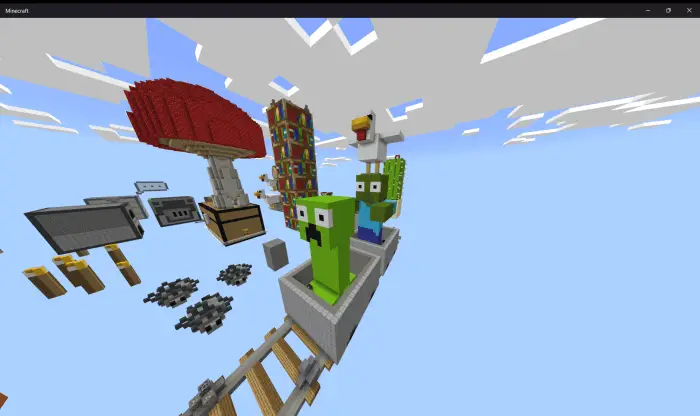 Giant mobs and blocks in floating sky world