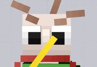 Blocky Baldi character with ruler and eyebrows