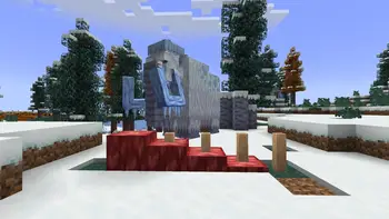 Icy mammoth in snowy forest biome