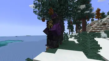 Large icy creature stands in snowy forest