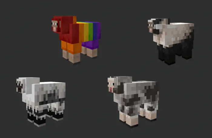 Four colorful and patterned sheep textures