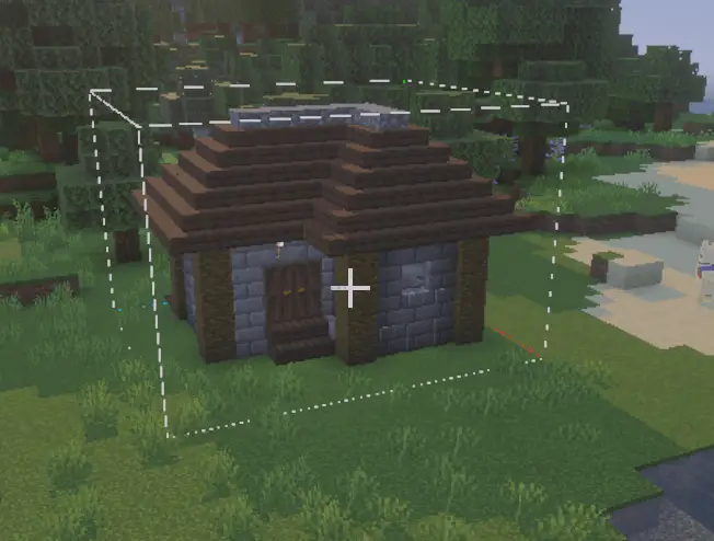 Small stone house outlined for selection