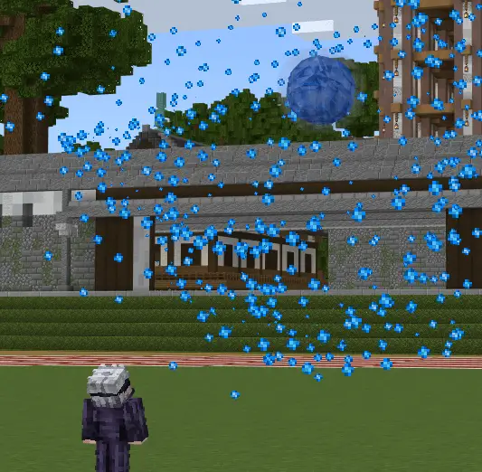 Character using blue particle ability effect