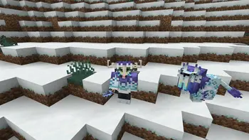 Player and icy creature in snowy terrain