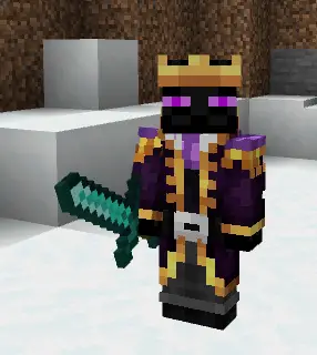 Player holding an iron sword with diamond look